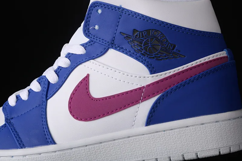 All categories Air Jordan Jordan series basketball shoes Air Jordan 1 Mid Air Jordan 1 Mid AJ1 Joe 1 white blue purple Chinese basketball shoes 554724-451